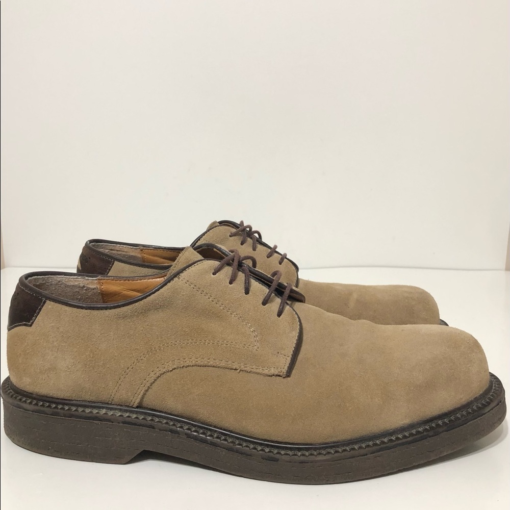 GH Bass Mens Heritage Collection Beige Suede Lace Up Oxford Shoes Size 11M ITALY